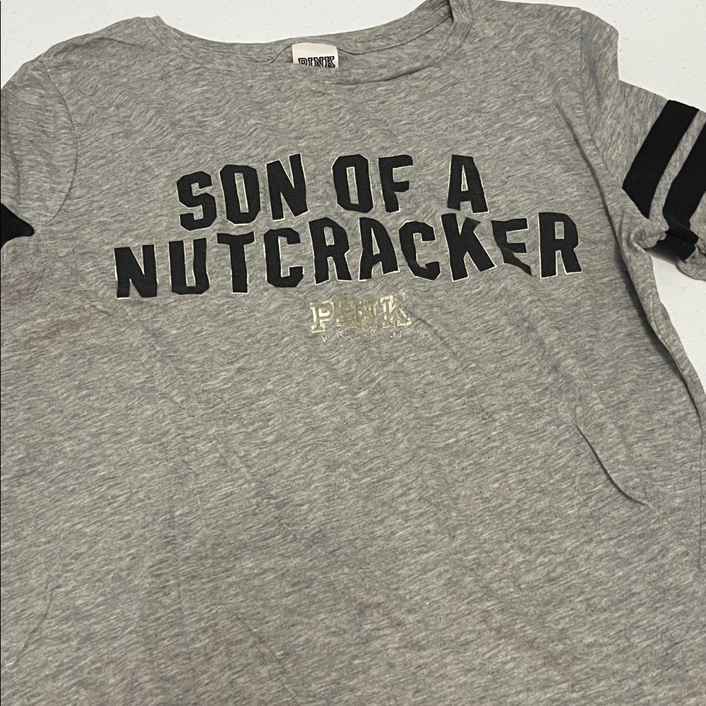 Victoria's Secret Gray Tee with 5/25 Black Text